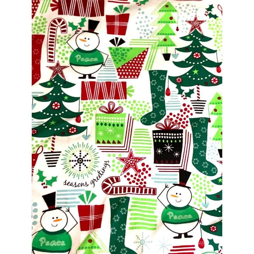 Christmas Themed Tafford Medical Scrub Top S Snowman and Christmas Tree Pattern